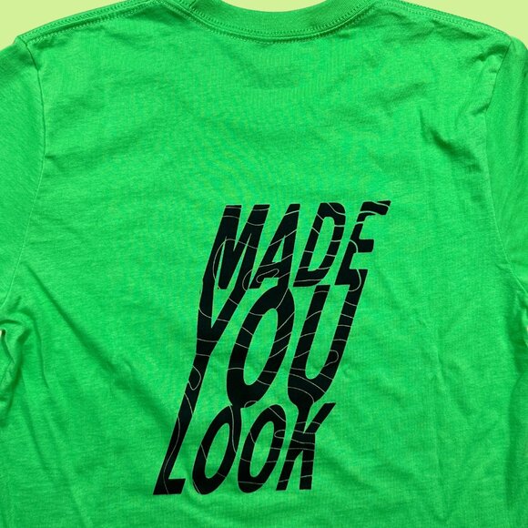 Inner Thoughts Bright Green "Made You Look" Cropped Tee - Picture 3 of 4